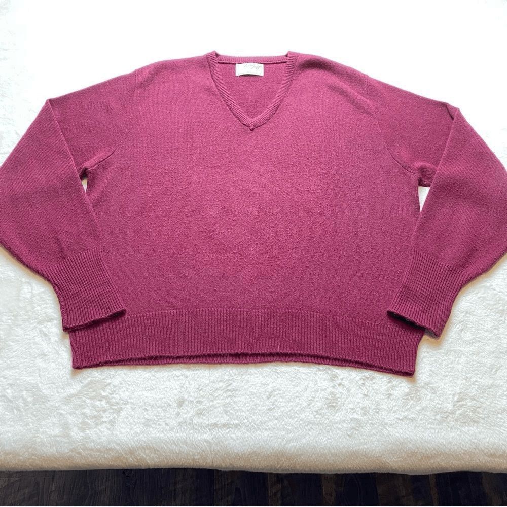 Lord Jeff Vintage V Neck Long Sleeve Knit Sweater Size XL